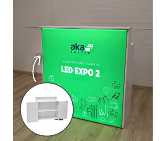 Mobilus parodų staliukas EXPO 2 LED su durelėmis