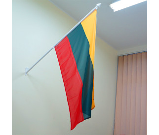 Plieninis fasadinis stiebas 1,3 m baltos spalvos su Lietuvos vėliava