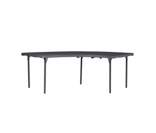Pusapvalis stalas 232x76 cm tamsiai pilkas
