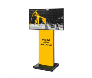 Pastatomas stovas skaitmeniniam ekranui su tekstiliniu plakatu