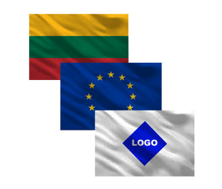 Lietuvos trispalvė + ES + Įmonės horizontalių vėliavų komplektas