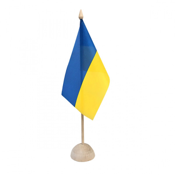 Vienvietis medinis vėliavėlės stovelis su Ukrainos vėliava