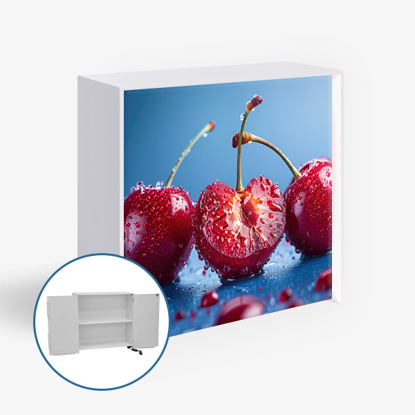 Mobilus parodų staliukas EXPO 3 LED su durelėmis