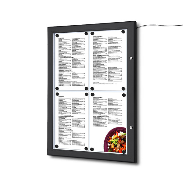 Lauko magnetinė rakinama lenta MENU LED juodos spalvos
