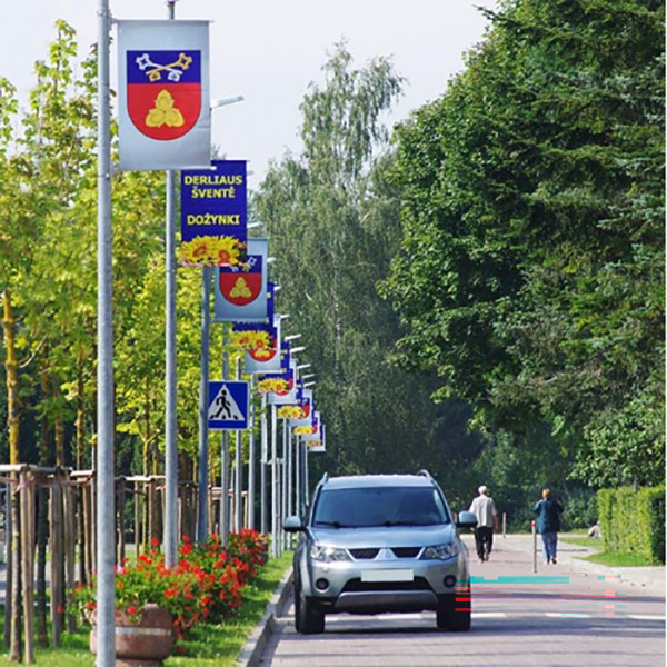 Konstrukcija + gatvės vėliava su dvipuse spauda