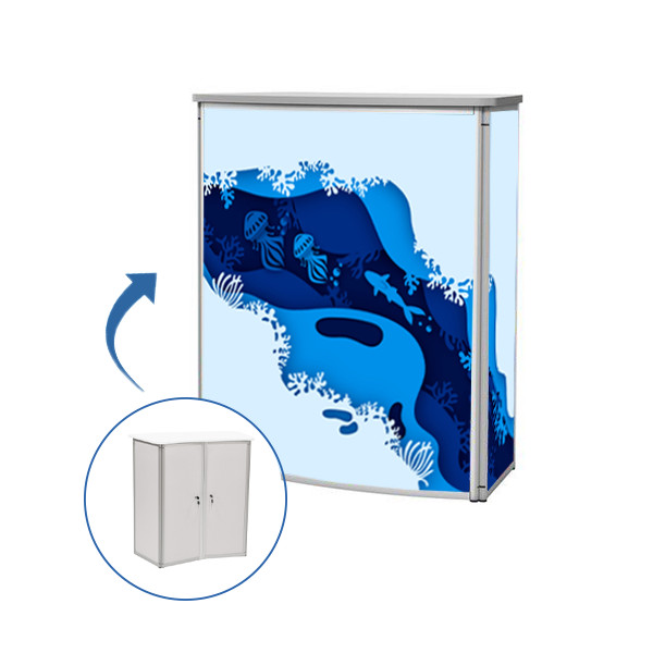 Parodų staliukas STANDART C210 su durimis