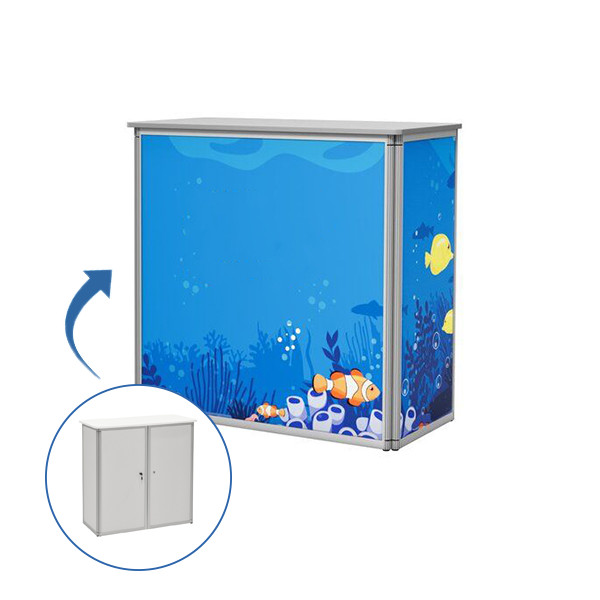 Parodų staliukas STANDART C110 su durimis