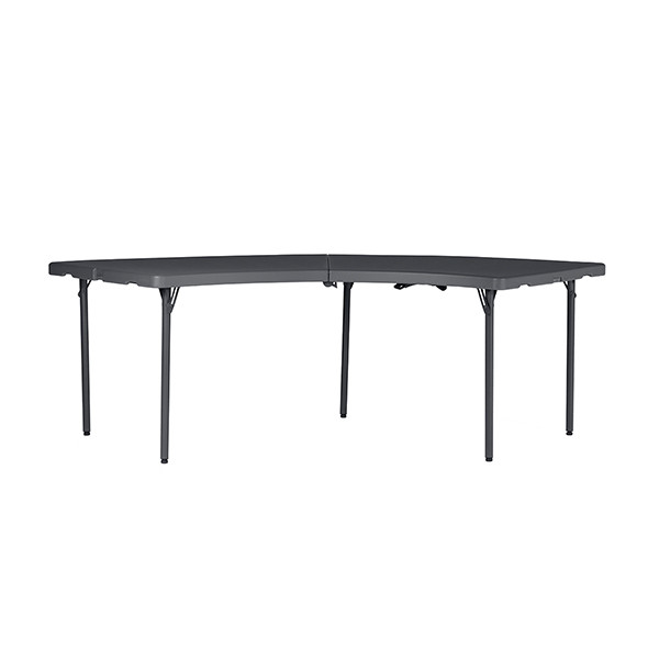 Pusapvalis stalas 232x76 cm tamsiai pilkas