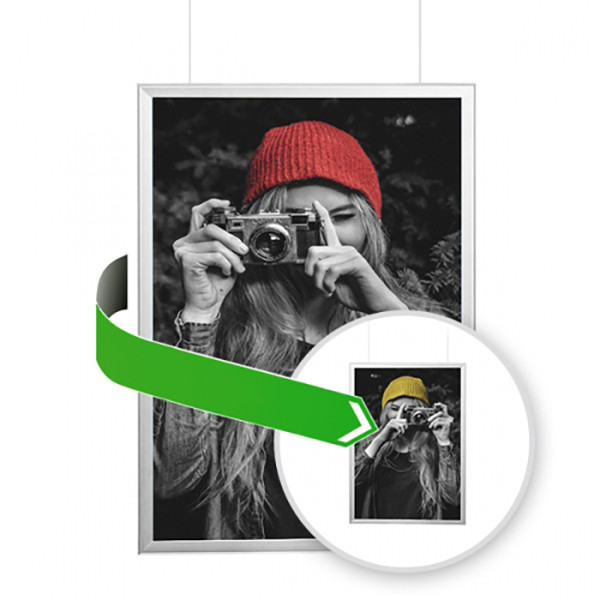 Dvipusis rėmelis Click sidabrinis su 32 mm profiliu