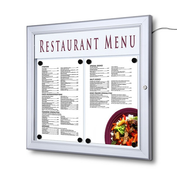 Lauko magnetinė rakinama lenta MENU LOGO LED