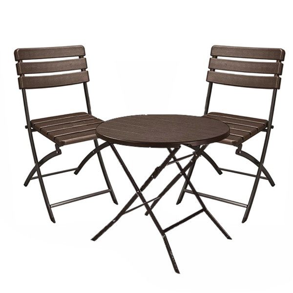 Sulankstomo stalo su kėdėmis komplektas 80x74 cm rudas