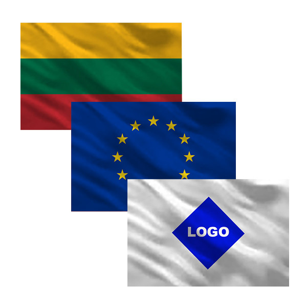 Lietuvos trispalvė + ES + Įmonės horizontalių vėliavų komplektas